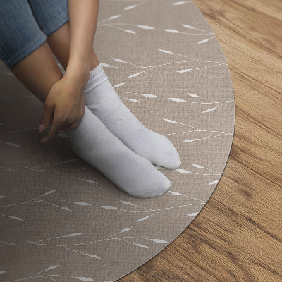 Runder vinyl teppich Winzige zarte Blätter und Zweige im Boho-Stil