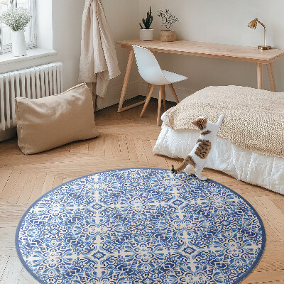 Runder vinyl teppich läufer Portugiesische Ornamentfliesen