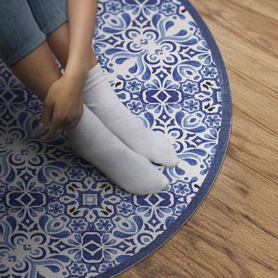 Runder vinyl teppich läufer Portugiesische Ornamentfliesen