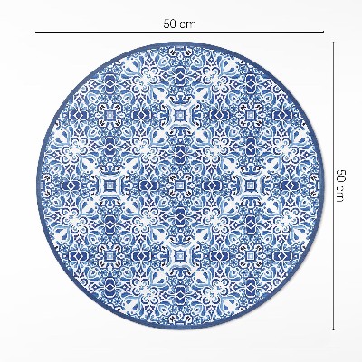 Runder vinyl teppich läufer Portugiesische Ornamentfliesen