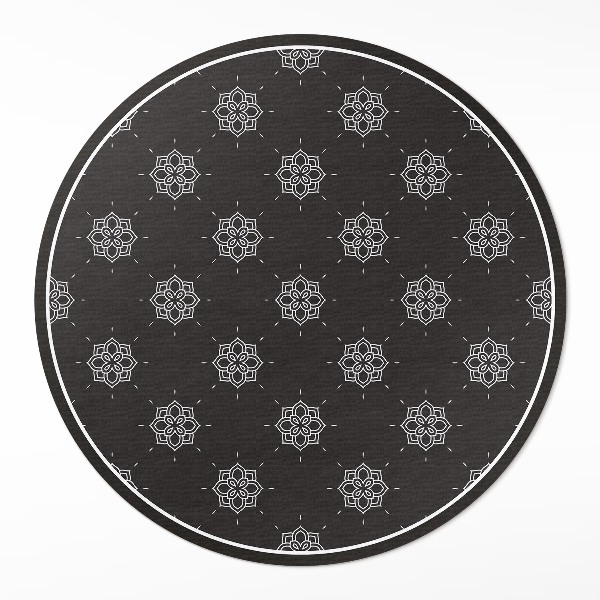 Runder vinyl teppich Lineare Blumen regelmäßiges Muster