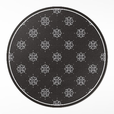 Runder vinyl teppich Lineare Blumen regelmäßiges Muster