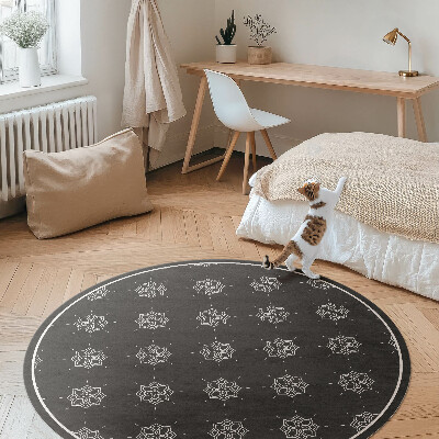 Runder vinyl teppich Lineare Blumen regelmäßiges Muster