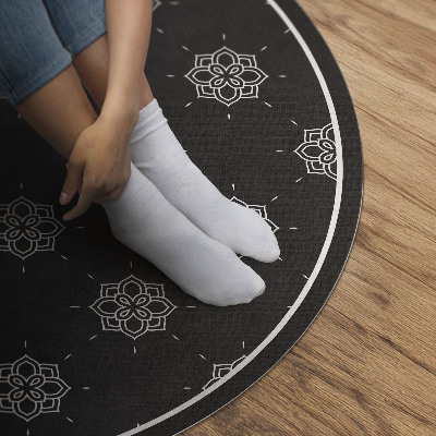 Runder vinyl teppich Lineare Blumen regelmäßiges Muster
