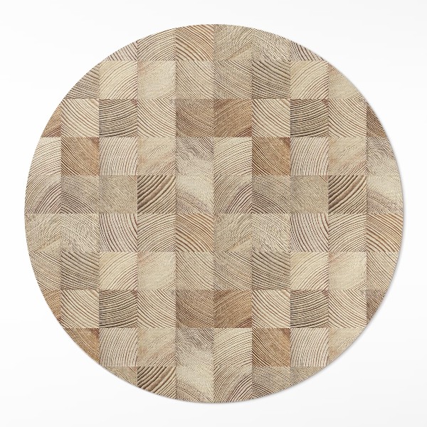 Runder vinyl teppich Holzquadrate Mosaik aus Baumringen