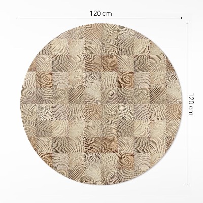 Runder vinyl teppich Holzquadrate Mosaik aus Baumringen