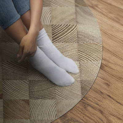 Runder vinyl teppich Holzquadrate Mosaik aus Baumringen
