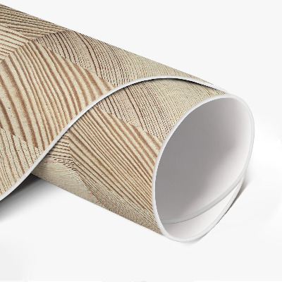 Runder vinyl teppich Holzquadrate Mosaik aus Baumringen