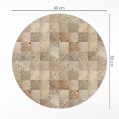 Runder vinyl teppich Holzquadrate Mosaik aus Baumringen