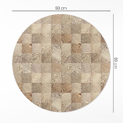 Runder vinyl teppich Holzquadrate Mosaik aus Baumringen