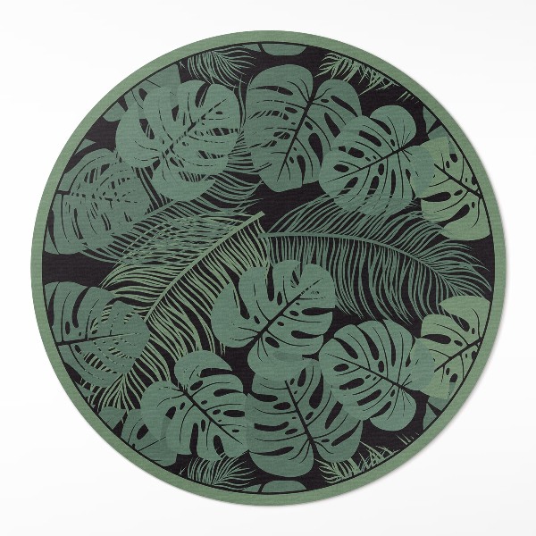 Runder vinyl teppich läufer Illustration von tropischen Monstera-Pflanzen