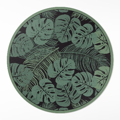 Runder vinyl teppich läufer Illustration von tropischen Monstera-Pflanzen