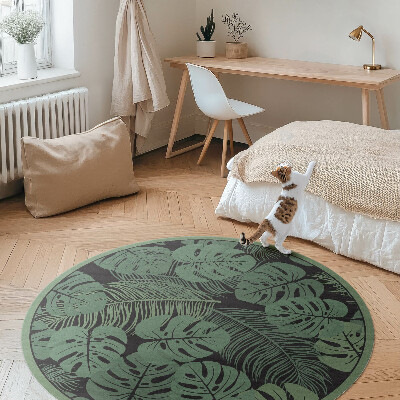 Runder vinyl teppich läufer Illustration von tropischen Monstera-Pflanzen