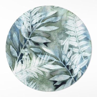 Runder teppich auf pvc Aquarell Blätter zarte Zweige
