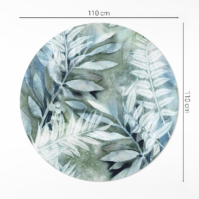 Runder teppich auf pvc Aquarell Blätter zarte Zweige