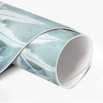 Runder teppich auf pvc Aquarell Blätter zarte Zweige