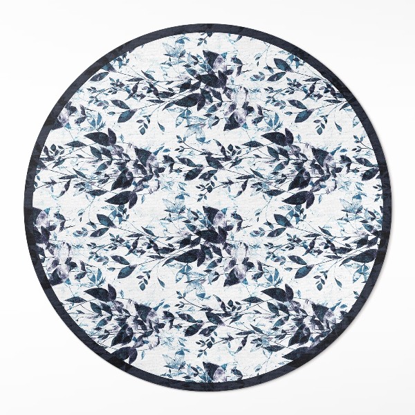 Runder vinyl teppich läufer Aquarell Kletterblätter in Indigo
