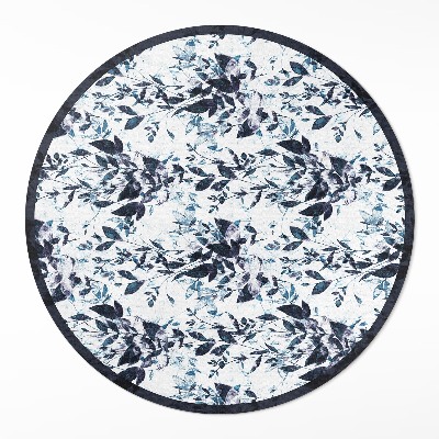 Runder vinyl teppich läufer Aquarell Kletterblätter in Indigo