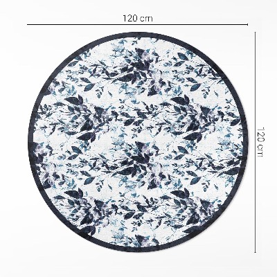 Runder vinyl teppich läufer Aquarell Kletterblätter in Indigo