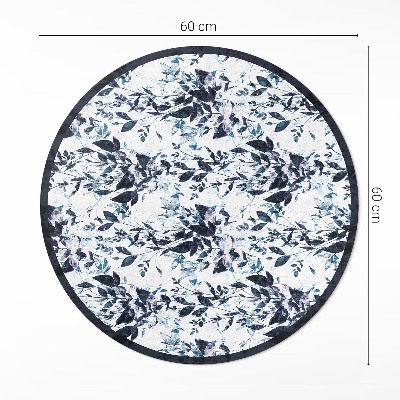 Runder vinyl teppich läufer Aquarell Kletterblätter in Indigo