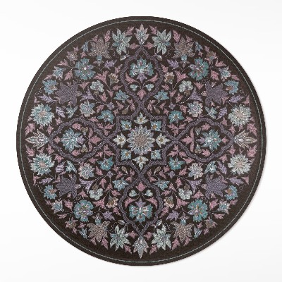 Runder vinyl teppich Gestickte Blume Komposition