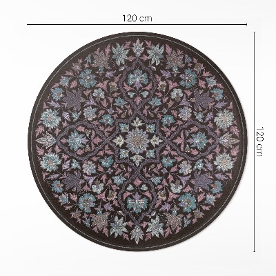 Runder vinyl teppich Gestickte Blume Komposition