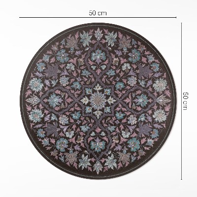 Runder vinyl teppich Gestickte Blume Komposition