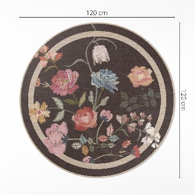 Runder teppich pvc Gestickte bunte Blumen