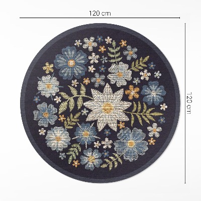 Runder pvc teppich Gestickte Feldblumen