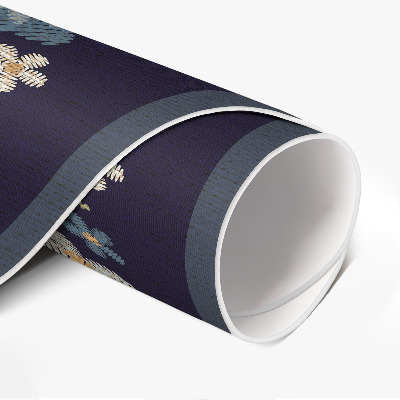 Runder pvc teppich Gestickte Feldblumen