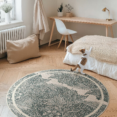 Runder teppich pvc William Morris Blumen
