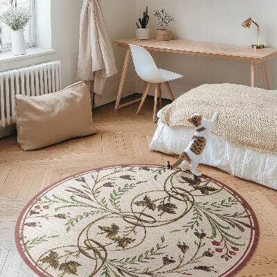 Runder vinyl teppich läufer Pflanzenmuster ornamental