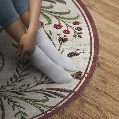 Runder vinyl teppich läufer Pflanzenmuster ornamental