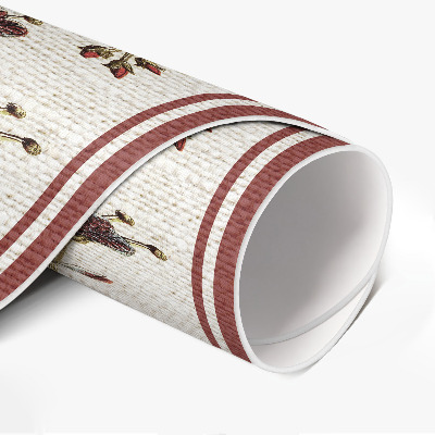 Runder vinyl teppich läufer Pflanzenmuster ornamental