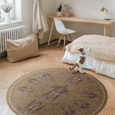 Runder vinyl teppich Florale Pflanzenornamente