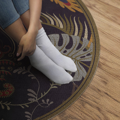 Runder pvc teppich Papageien und Monstera-Blätter