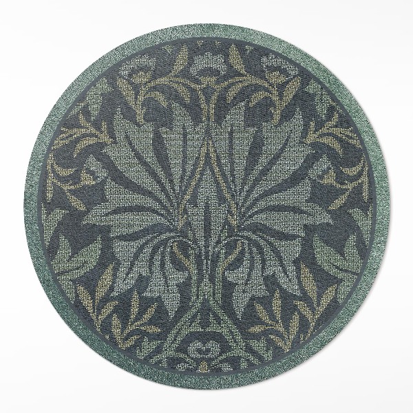 Runder vinyl teppich läufer Pflanzen- und Blumenornamente