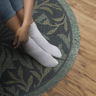 Runder vinyl teppich läufer Pflanzen- und Blumenornamente