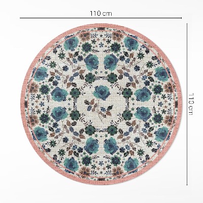 Runder pvc teppich Pastellfarbene gestickte Blumen