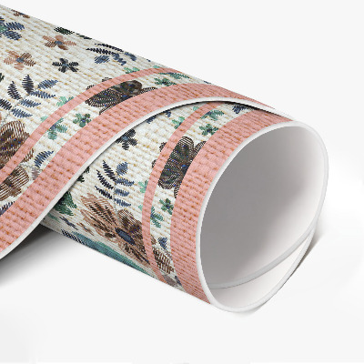 Runder pvc teppich Pastellfarbene gestickte Blumen