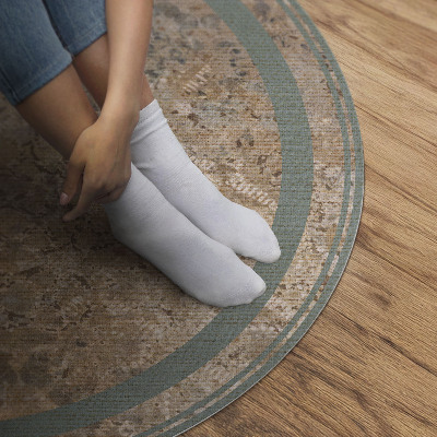 Runder vinyl teppich Verblasstes dekoratives Vintage-Muster