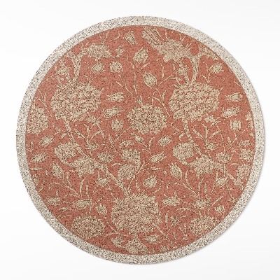 Runder pvc teppich Gestickte Blumen im Vintage-Stil
