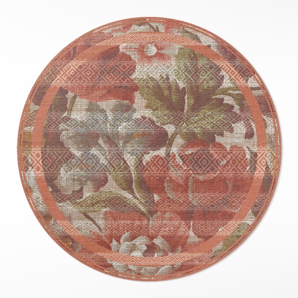 Runder vinyl teppich läufer Verblasste Retro-Blumen