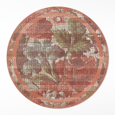 Runder vinyl teppich läufer Verblasste Retro-Blumen