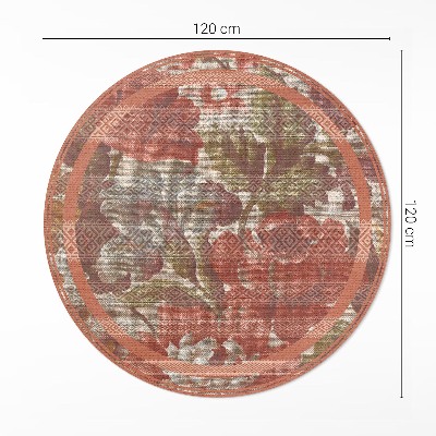 Runder vinyl teppich läufer Verblasste Retro-Blumen