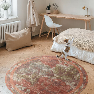 Runder vinyl teppich läufer Verblasste Retro-Blumen