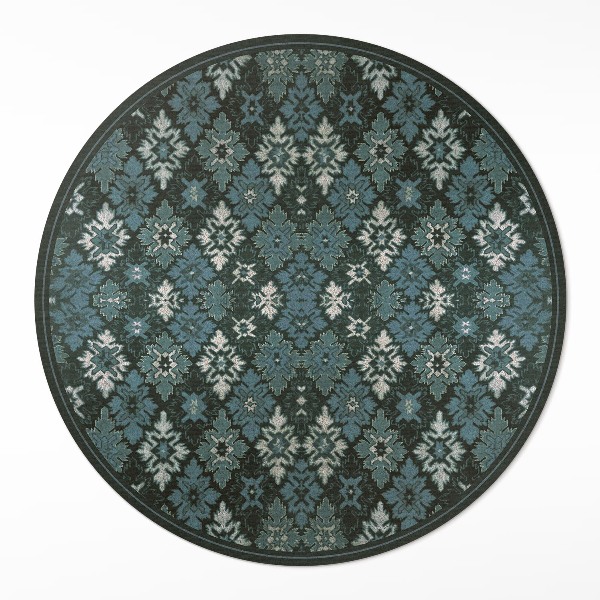Runder teppich auf pvc Pflanze im Schachbrettmuster retro