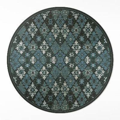 Runder teppich auf pvc Pflanze im Schachbrettmuster retro