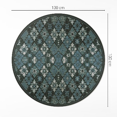 Runder teppich auf pvc Pflanze im Schachbrettmuster retro