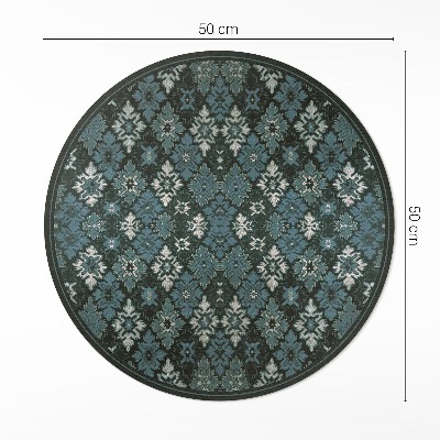 Runder teppich auf pvc Pflanze im Schachbrettmuster retro